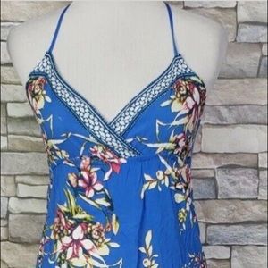 ~EUC~Jealous Tomato ~ It's My Birthday Sale! Blue Floral Spaghetti Straps-SZ S